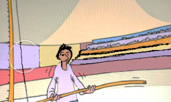 Youth balancing on broken tightrope